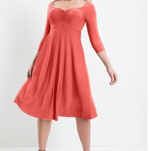 NEW coral sweetheart fit and flair dress 18 20 1X XL June + Vie